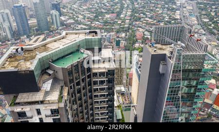 Trump Tower & Gramercy Residences aus der Vogelperspektive, höchste Hochhäuser auf den Philippinen, Makati Wolkenkratzer Skyline, Metro Manila, Südostasien Stockfoto