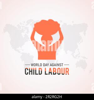 Der Welttag gegen kinderarbeit findet jedes Jahr im juni 12 statt. Vektorvorlage für Banner, Grußkarte, Poster mit Hintergrund. Vector Illustrati Stock Vektor