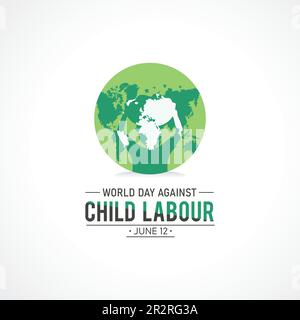 Der Welttag gegen kinderarbeit findet jedes Jahr im juni 12 statt. Vektorvorlage für Banner, Grußkarte, Poster mit Hintergrund. Vector Illustrati Stock Vektor