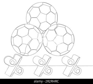Eine durchgehende Zeile Football Ball mit Prozentzeichen. Vektorkonzept zur Darstellung dünner Linien. Kontur Zeichnen kreativer Ideen. Stock Vektor