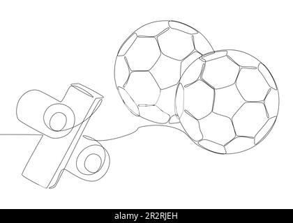 Eine durchgehende Zeile Football Ball mit Prozentzeichen. Vektorkonzept zur Darstellung dünner Linien. Kontur Zeichnen kreativer Ideen. Stock Vektor