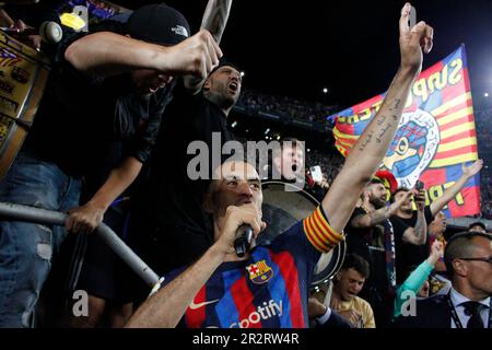 Sabadell, Barcelona, Spanien. 20. Mai 2023. Barcelona Spanien 20.05.2023 Sergio Busquets (FC Barcelona) singt während der La Liga Santander zwischen dem FC Barcelona und der Real Sociedad im Camp Nou am 20. Mai 2023 in Barcelona. (Kreditbild: © Xavi Urgeles/ZUMA Press Wire) NUR REDAKTIONELLE VERWENDUNG! Nicht für den kommerziellen GEBRAUCH! Stockfoto