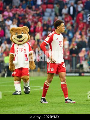 Jamal MUSIALA, FCB 42 SAD im Spiel FC BAYERN MÜNCHEN – RB LEIPZIG 1. Deutsche Fußballliga am 20. Mai 2023 in München. Saison 2022/2023, Spieltag 33, 1. Bundesliga, FCB, München, 33.Spieltag. © Peter Schatz / Alamy Live News - DFL-VORSCHRIFTEN VERBIETEN DIE VERWENDUNG VON FOTOS als BILDSEQUENZEN und/oder QUASI-VIDEO - Stockfoto
