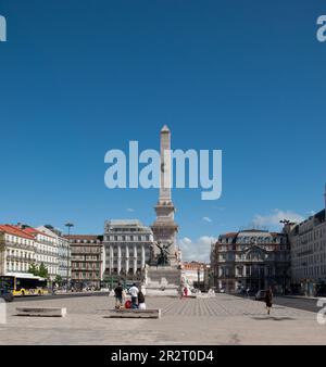 Das Denkmal der Restauratoren (Portugiesisch: Monumento aos Restauradores) ist ein Denkmal am Restauradores-Platz in Lissabon, Portugal. Das Monumen Stockfoto