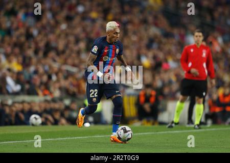 Barcelona, Spanien. 20. Mai 2023. Raphinha (Barcelona) Fußball : spanisches Spiel „La Liga Santander“ zwischen dem FC Barcelona 1-2 Real Sociedad im Estadio Spotify Camp Nou in Barcelona, Spanien . Kredit: Mutsu Kawamori/AFLO/Alamy Live News Stockfoto