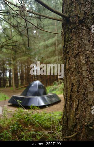 Die Nachbildung des UFO im Rendlesham Forest Suffolk UK. Stockfoto