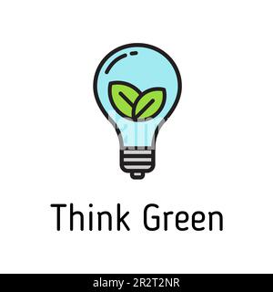 Denken Sie an das grüne Symbol für einen gefüllten Vektor Stock Vektor