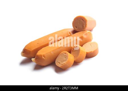 Wurst, die isoliert auf weißem Hintergrund Stockfoto