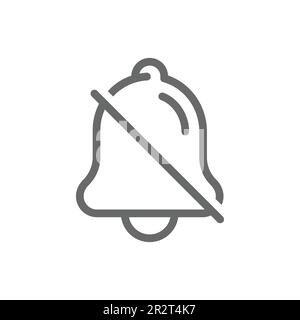 Kein Glockensymbol, Stummschaltung oder Linienvektor mit Stille. Kein Umrisssymbol für Ton. Stock Vektor