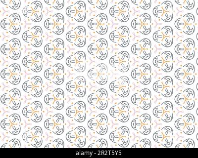 Vektordarstellung eines abstrakten orangefarbenen und violetten Mandala- oder Ikat-Texturmusters für Hintergrund. Stock Vektor