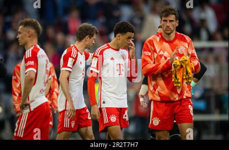 Munic, Deutschland. 20. Mai 2023. Joshua Kimmich (München), Thomas Mueller (München), Jamal Musiala (München), Leon Goretzka (München) FC Bayern Mün Stockfoto