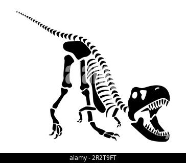 Tyrannosaurus Rex Skelett. Silhouetten-Dinosaurier. Seitenansicht . Vector . Stock Vektor