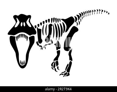 Tyrannosaurus Rex Skelett. Silhouetten-Dinosaurier. Vorderansicht . Vector . Stock Vektor