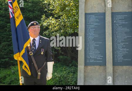 Woodhall Spa, Großbritannien. 21. Mai 2023. Veteranen und Mitglieder der 617. Staffel und der Royal Air Force nehmen am 5./21. Januar 2023 an einem Gedenkgottesdienst zum 80. Jahrestag des Dambusters RAID bei den Gedenkstätten in Woodhall Spa Lincolnshire (Foto von Lisa Harding/News Images) in Woodhall Spa, Großbritannien, Teil. (Foto: Lisa Harding/News Images/Sipa USA) Guthaben: SIPA USA/Alamy Live News Stockfoto