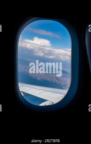 Bosporus Türkei, Bosporus Türkei - Flugzeugflügel - Luftaufnahme von einem Flugzeugfenster Sitz Stockfoto