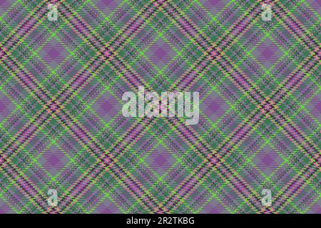 Karierter Stoff im Hintergrund. Vektormuster tartan. Nahtlose Textilien im Karodesign in Lila und Türkis. Stock Vektor