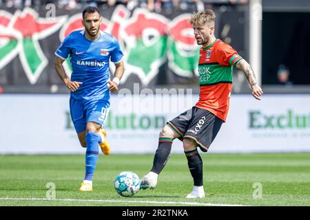 Nijmegen, Niederlande. 21. Mai 2023. NIJMEGEN, NIEDERLANDE - MAI 21: Lasse Schone von NEC Nijmegen in Aktion während des Eredivisie-Spiels zwischen NEC Nijmegen und AZ Alkmaar im Goffertstadion am 21. Mai 2023 in Nijmegen, Niederlande (Foto von Broer van den Boom/Orange Pictures). Kredit: Orange Pics BV/Alamy Live News Stockfoto