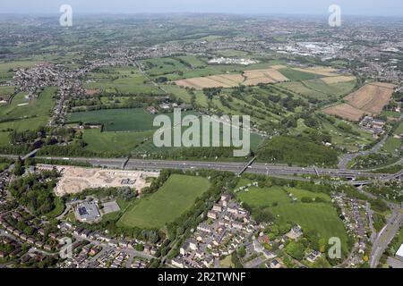 Luftaufnahme des vorgeschlagenen Amazonas-Standorts in der Nähe der M62 in Scholes, Cleckheaton, West Yorkshire Stockfoto