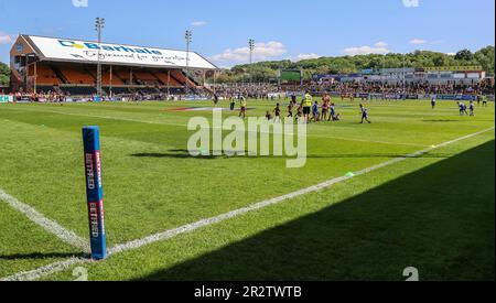 Castleford, Großbritannien. 21. Mai 2023. Allgemeiner Blick auf das Stadion *** während des Spiels des Betfred Challenge Cup zwischen Castleford und Hull FC im MEND-A-Hose Jungle, Castleford, Großbritannien, am 21. Mai 2023. Foto von Simon Hall. Nur redaktionelle Verwendung, Lizenz für kommerzielle Verwendung erforderlich. Keine Verwendung bei Wetten, Spielen oder Veröffentlichungen von Clubs/Ligen/Spielern. Kredit: UK Sports Pics Ltd/Alamy Live News Stockfoto