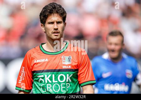 Nijmegen, Niederlande. 21. Mai 2023. NIJMEGEN, NIEDERLANDE - MAI 21: Jordy Bruijn von NEC Nijmegen schaut während des Eredivisie-Spiels zwischen NEC Nijmegen und AZ Alkmaar am 21. Mai 2023 im Goffertstadion in Nijmegen, Niederlande (Foto von Broer van den Boom/Orange Pictures). Kredit: Orange Pics BV/Alamy Live News Stockfoto