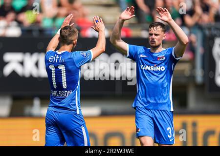 NIJMEGEN – Jesper Karlsson von AZ Alkmaar feiert die 0-3. Weltmeisterschaft während des niederländischen Premier-League-Spiels zwischen NEC und AZ Alkmaar am 21. Mai 2023 in De Goffert in Nijmegen, Niederlande. ANP ED VAN DE POL Stockfoto