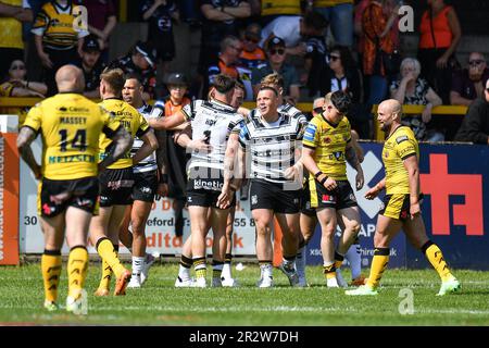 Castleford, England - 21. Mai 2023 - Jack Brown vom Hull FC feiert TRY. Rugby League Betfred Challenge Cup, Castleford Tigers vs Hull FC im MEND-A-Hose Stadium, Castleford, Großbritannien Kredit: Dean Williams/Alamy Live News Stockfoto