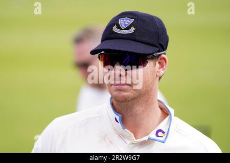 Steve Smith von Sussex am 4. Tag des Spiels LV= Insurance County Championship auf dem Central County Ground, Hove, 1. Foto: Sonntag, 21. Mai 2023. Ausgabedatum: Foto: Sonntag, 21. Mai 2023. Stockfoto