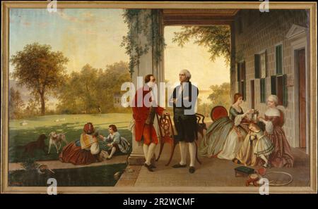 Washington und Lafayette in Mount Vernon, 1784 (Heimat von Washington nach dem Krieg). Thomas Pritchard Rossiter und Louis Remy Mignot. 1859. Stockfoto