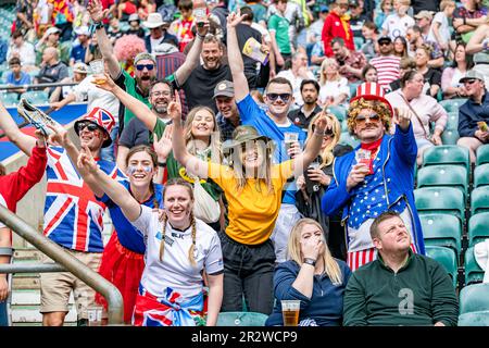 LONDON, VEREINIGTES KÖNIGREICH. 21., Mai 2023. Fidschi 7s gegen Neuseeland 7s: HSBC World Rugby Sevens Series für Männer im Twickenham Stadium am Sonntag, den 21. Mai 2023. LONDON, ENGLAND. Kredit: Taka G Wu/Alamy Live News Stockfoto