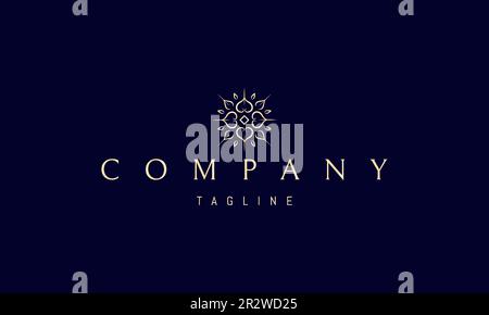 Das goldene Vector-Logo, auf dem ein abstraktes Bild eines herzförmigen Musters abgebildet ist. Stock Vektor