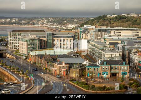 Saint Helier Hauptstadt Panorama, Vogtei von Jersey, Kanalinseln Stockfoto