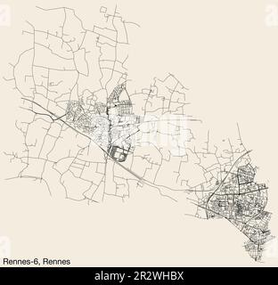 Straßenkarte des KANTONS RENNES-6, RENNES Stock Vektor