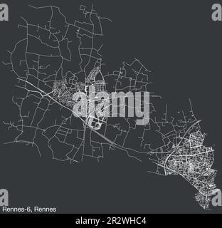 Straßenkarte des KANTONS RENNES-6, RENNES Stock Vektor
