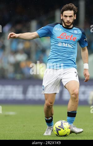 Neapel, Italien. 21. Mai 2023. Chvicha Kvaratskhelia von SSC Napoli während des Fußballspiels der Serie A zwischen SSC Napoli und dem FC Internazionale im Stadion Diego Armando Maradona in Neapel (Italien), 21. Mai 2023. Kredit: Insidefoto di andrea staccioli/Alamy Live News Stockfoto