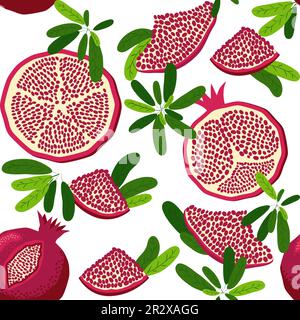 Nahtloses Muster mit Granatäpfeln. Ziermuster der Granatapfelfrucht. Die elegante Vorlage für Modedrucke. Shana Tova, Jüdisch Neu Stock Vektor