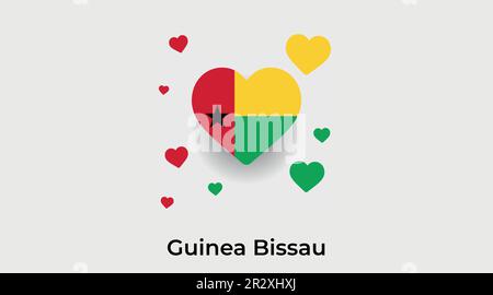 Guinea-Bissau-Landherz. Ich liebe Guinea-Bissau Nationalflaggen-Vektordarstellung Stock Vektor