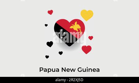 Papua-Neuguinea-Landherz. Ich liebe Papua-Neuguinea-Nationalflaggen-Vektordarstellung Stock Vektor