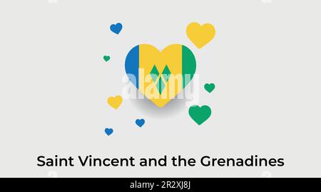 St. Vincent und das Grenadinen-Landherz. Liebe St. Vincent und die Grenadinen Nationalflaggen Vektordarstellung Stock Vektor