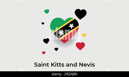 St. Kitts und Nevis Country Herz. Ich liebe die Nationalflaggen von St. Kitts und Nevis Stock Vektor