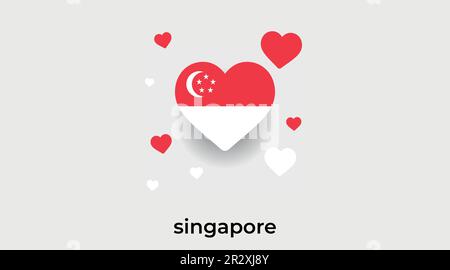 singapur Country Herz. Ich liebe singapur Nationalflaggen-Vektordarstellung Stock Vektor