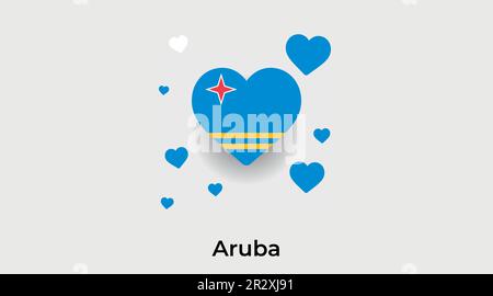 Aruba Country Herz. Ich liebe Aruba Nationalflaggen-Vektor-Illustration Stock Vektor