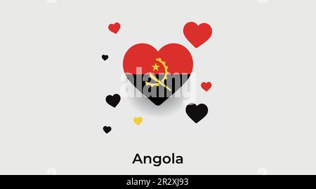 Angola Country Heart. Ich liebe Angola Nationalflaggen-Vektor-Illustration Stock Vektor