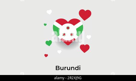 Burundi-Landherz. Ich liebe Burundi Nationalflaggen-Vektordarstellung Stock Vektor