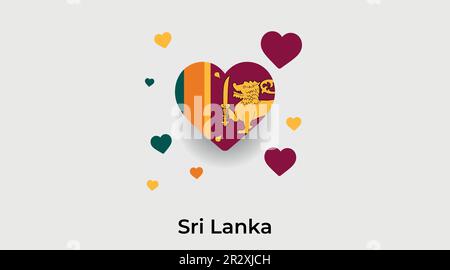 Sri Lanka Landherz. Ich liebe Sri Lanka Nationalflaggen-Vektordarstellung Stock Vektor