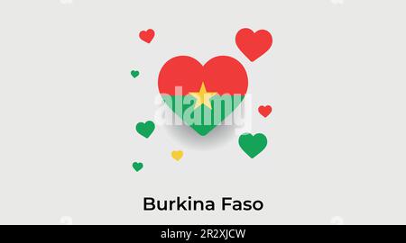 Burkina Faso Landherz. Ich liebe Burkina Faso Nationalflaggen-Vektor-Illustration Stock Vektor