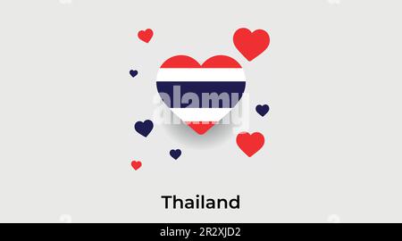 Thailand Landherz. Ich liebe Thailand Nationalflaggen-Vektordarstellung Stock Vektor