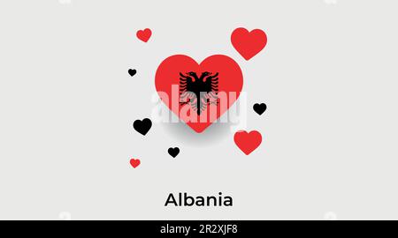 Albanien Landherz. Ich liebe Albanien Nationalflaggen-Vektordarstellung Stock Vektor