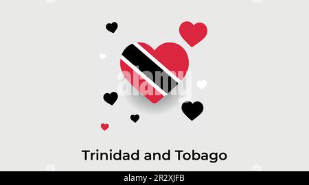 Trinidad und Tobago Landherz. Ich liebe Trinidad und Tobago Nationalflaggen-Vektorgrafik Stock Vektor