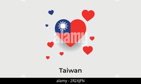 Taiwan Country Herz. Ich liebe Taiwan Nationalflagge Vektordarstellung Stock Vektor