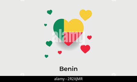 Benin Country Herz. Ich liebe Benin Nationalflaggen-Vektor-Illustration Stock Vektor